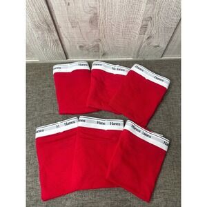 Hanes Women Bikini Panties Size Medium Red Logo Waistband Underwear Pack of 6